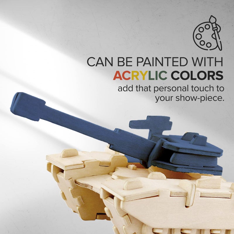Hands Craft DIY 3D Wooden Puzzle â€“ 6 Assorted Military Vehicles Bundle Pack Set Brain Teaser Puzzles Educational STEM Toy Adults and Kids to Build Safe and Non-Toxic Easy Punch Out Premium Wood JP2B6 - Image 5